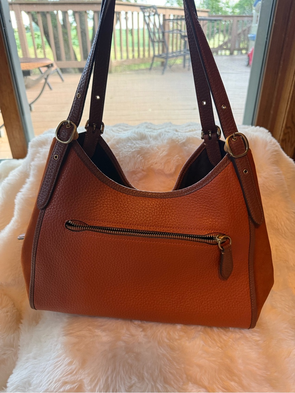 Coach Lori Bag Pebbled Leather Shoulder Bag in Cognac & Saddle Brown - Canyon - Picture 4 of 16